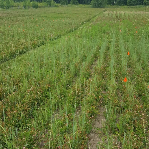 Kernza monoculture plot at field site in Mettawa, IL, 2019
